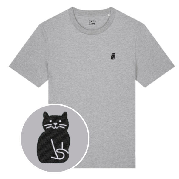 Unisex T-shirt - Black cat - Embroidered Thumbnail