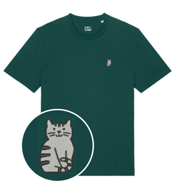 Unisex T-shirt - Grey tabby cat - Embroidered Thumbnail