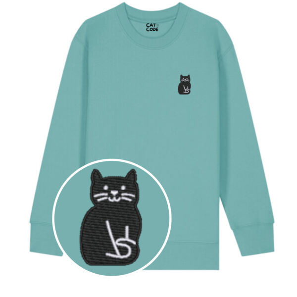 Kids Sweatshirt - Black Cat - Aika - Embroidered Thumbnail