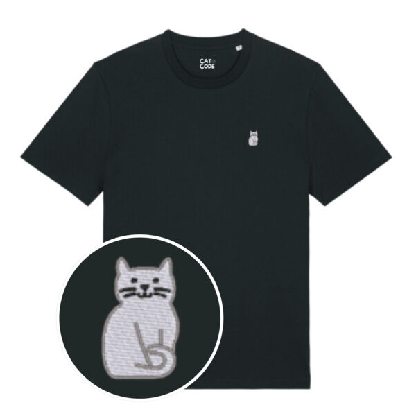 Unisex T-shirt - White cat - Embroidered Thumbnail