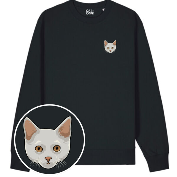 Unisex Sweatshirt - Cat Head Series - White Cat Thumbnail